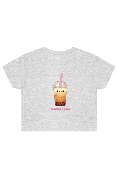 Bubble tea Crop Tee - Flowers&Gold