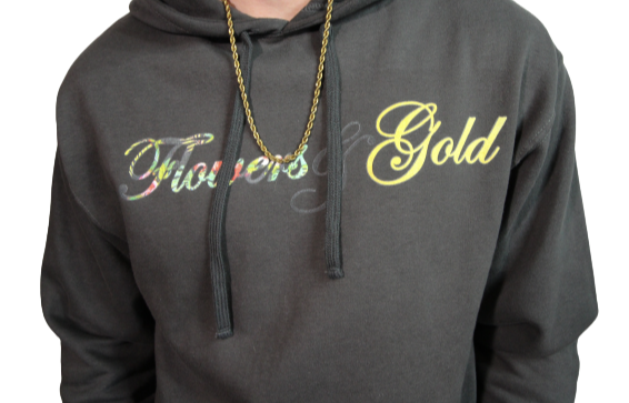 Flowers&Gold Charcoal Hoodie